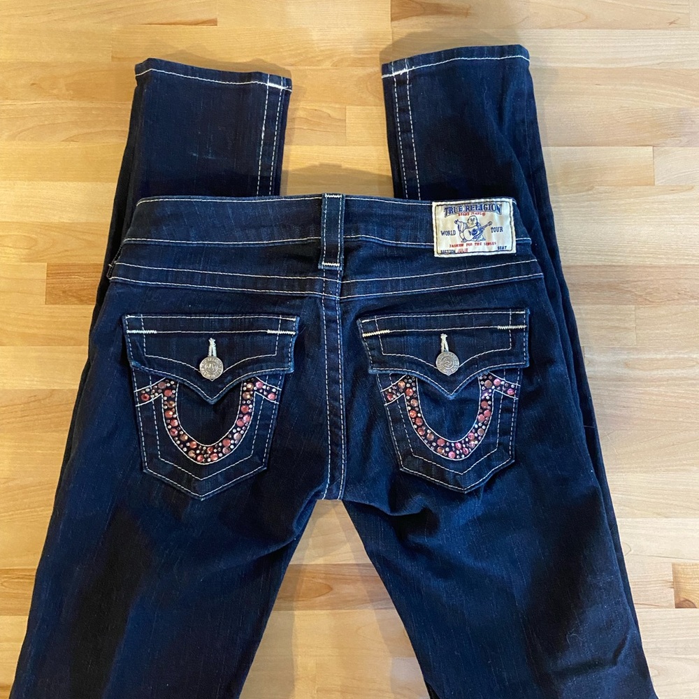 True Religion Pink Rhinestone Jeans
